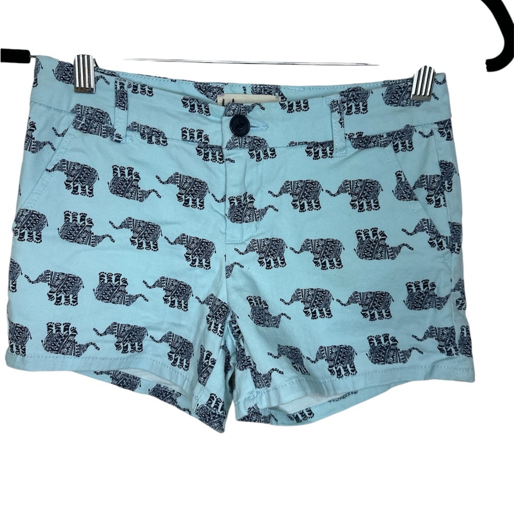 Girl’s shorts, size 0, bebop, light blue with elephants 🐘